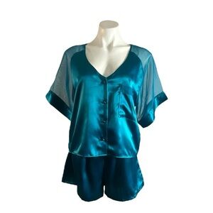 L’Intima Collection Vintage Satin Teal Sleepwear Set